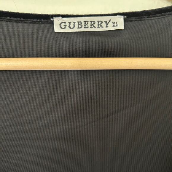 Vintage Guberry Dress Velvet SZXL Black Ruched Midi Cocktails Nightlife Holiday - Picture 8 of 12